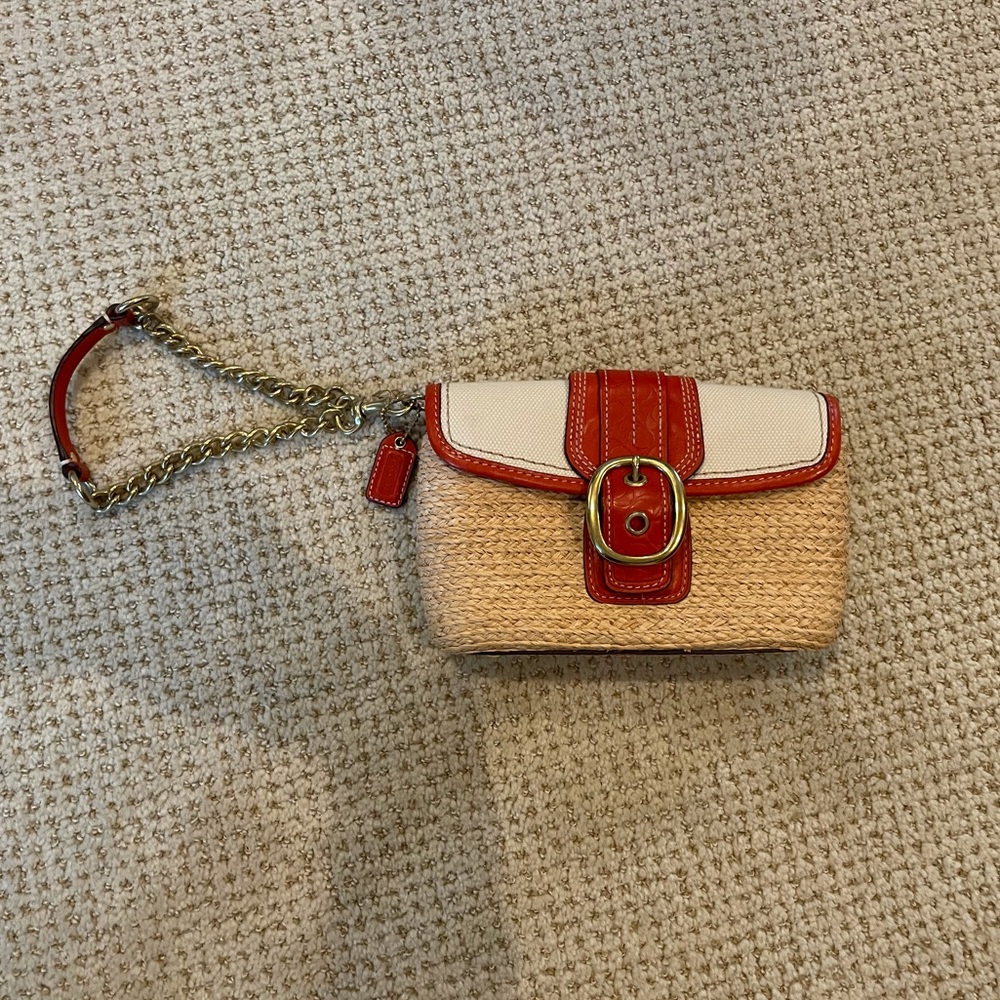 Coach straw clutch/wristlet